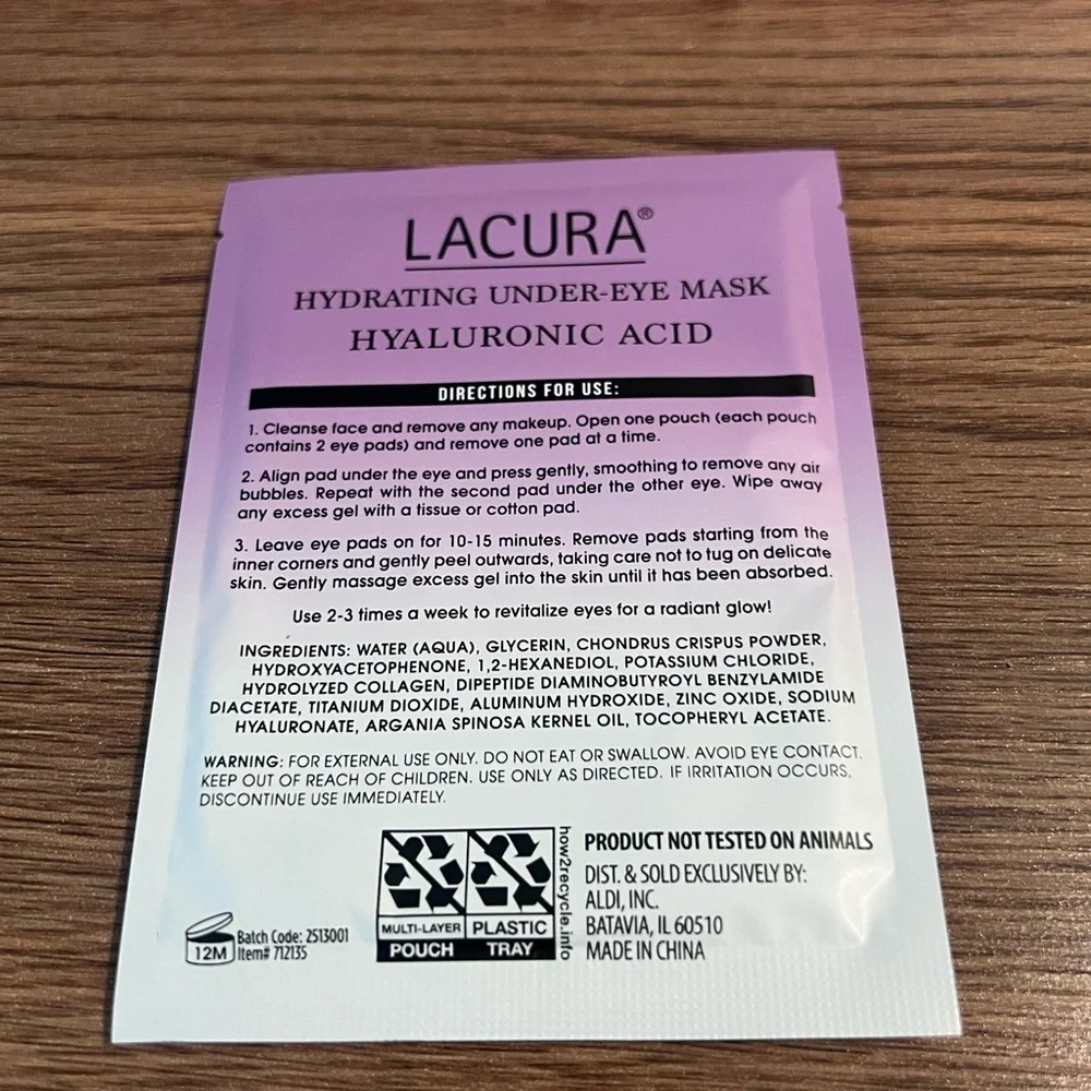 Lacura Hydrating Under-Eye Masks 8-Pack | Hyaluronic Acid | BNIP